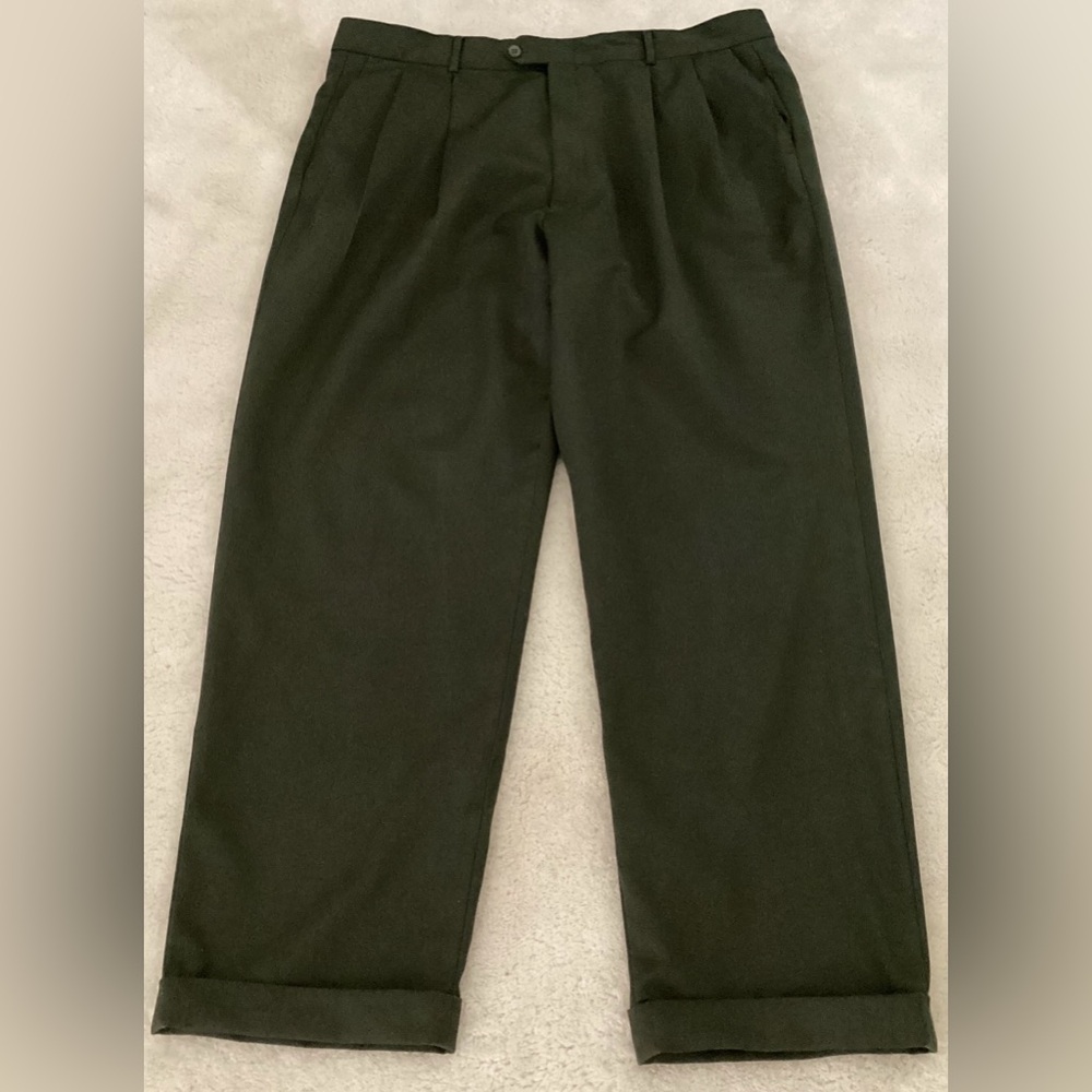 Alfani Men's Dress Pants Chinos Pleated Front 100% Wool~Cuffed~Size 40x30